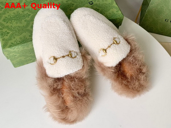 Gucci Womens Princetown Shearling Slipper in White Replica