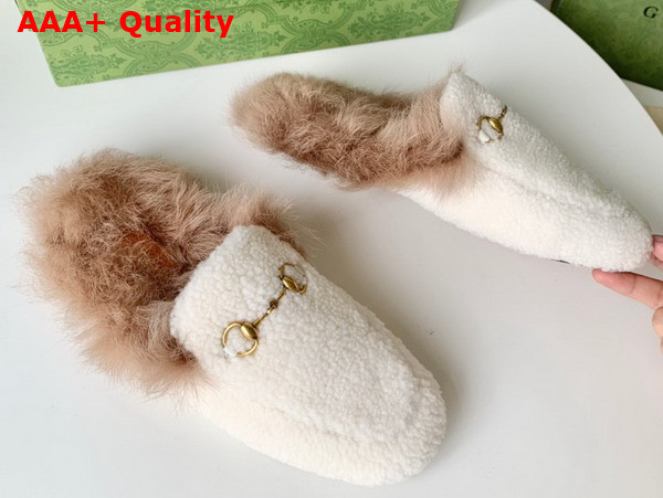 Gucci Womens Princetown Shearling Slipper in White Replica