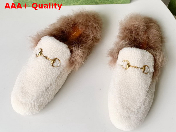 Gucci Womens Princetown Shearling Slipper in White Replica