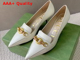 Gucci Womens Pump with Bamboo Horsebit White Leather 658818 Replica