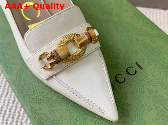 Gucci Womens Pump with Bamboo Horsebit White Leather 658818 Replica