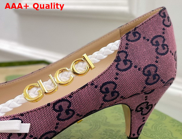 Gucci Womens Pump with Gucci Letter Hardware Pink GG Canvas Replica