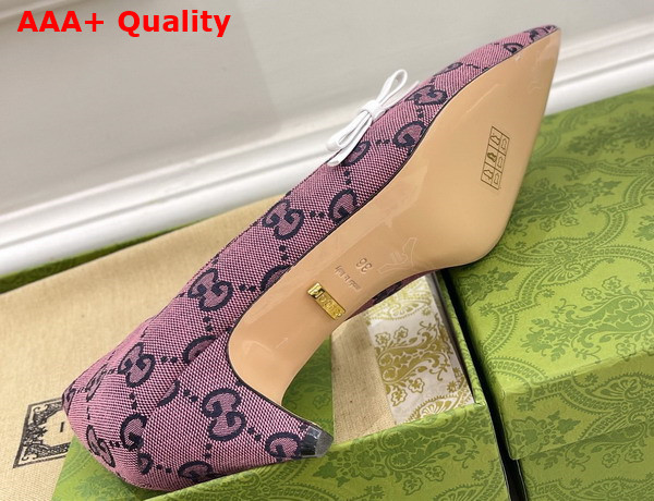 Gucci Womens Pump with Gucci Letter Hardware Pink GG Canvas Replica