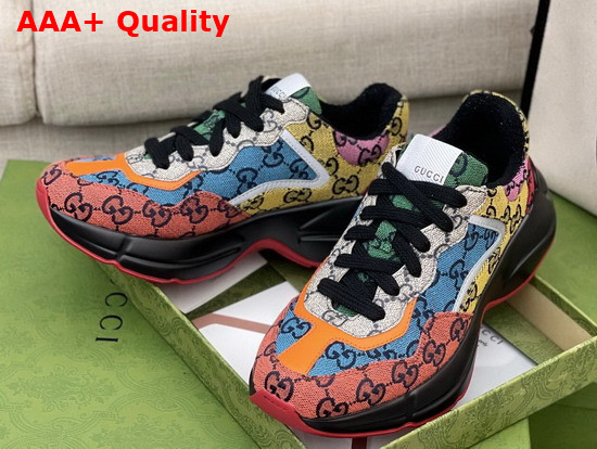 Gucci Womens Rhyton GG Multicolor Sneaker Multicolor Canvas 663681 Replica