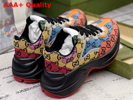 Gucci Womens Rhyton GG Multicolor Sneaker Multicolor Canvas 663681 Replica