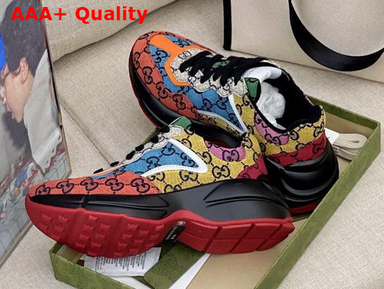 Gucci Womens Rhyton GG Multicolor Sneaker Multicolor Canvas 663681 Replica