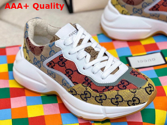 Gucci Womens Rhyton GG Multicolor Sneaker Multicolor GG Canvas 663681 Replica