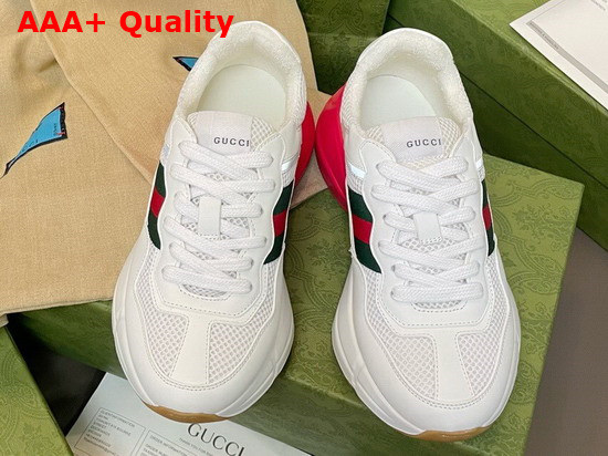 Gucci Womens Rhyton Sneaker White Leather Effect Fabric and Mesh 645771 Replica