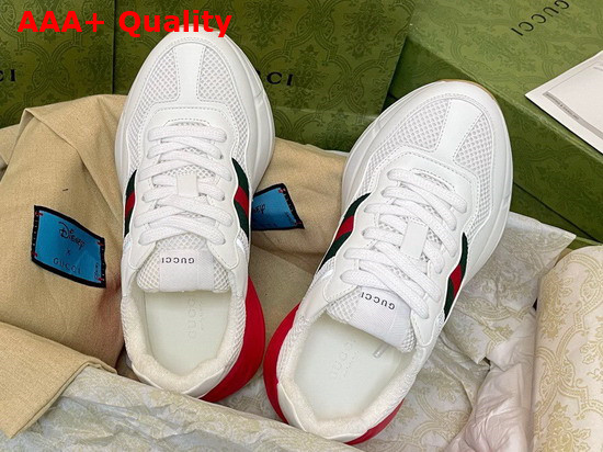 Gucci Womens Rhyton Sneaker White Leather Effect Fabric and Mesh 645771 Replica