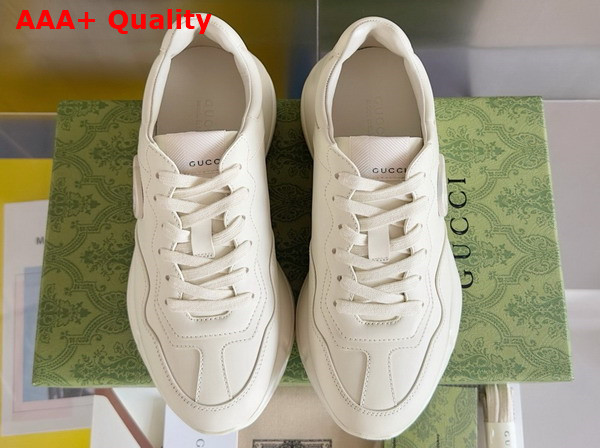 Gucci Womens Rhyton Sneaker in Ivory Leather 795782 Replica