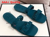 Gucci Womens Rubber Slide Sandal in Blue Rubber 624731 Replica