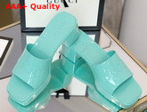 Gucci Womens Rubber Slide Sandal in Green Rubber 624730 Replica