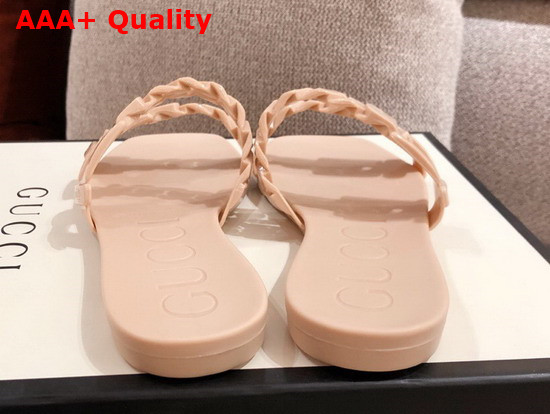 Gucci Womens Rubber Slide Sandal in Light Pink Rubber 624731 Replica