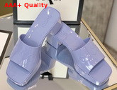 Gucci Womens Rubber Slide Sandal in Pastel Blue Rubber 624730 Replica