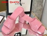 Gucci Womens Rubber Slide Sandal in Pastel Pink Rubber 624730 Replica