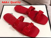 Gucci Womens Rubber Slide Sandal in Red Rubber 624731 Replica