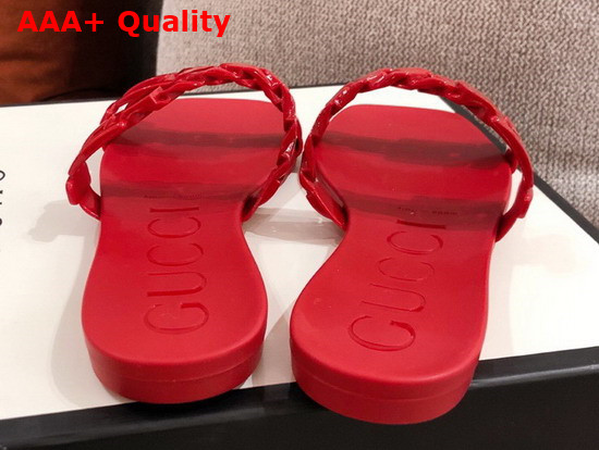 Gucci Womens Rubber Slide Sandal in Red Rubber 624731 Replica