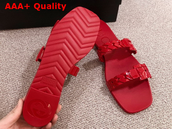 Gucci Womens Rubber Slide Sandal in Red Rubber 624731 Replica