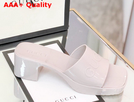 Gucci Womens Rubber Slide Sandal in White Rubber 624730 Replica