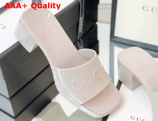 Gucci Womens Rubber Slide Sandal in White Rubber 624730 Replica