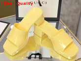 Gucci Womens Rubber Slide Sandal in Yellow Rubber 624730 Replica