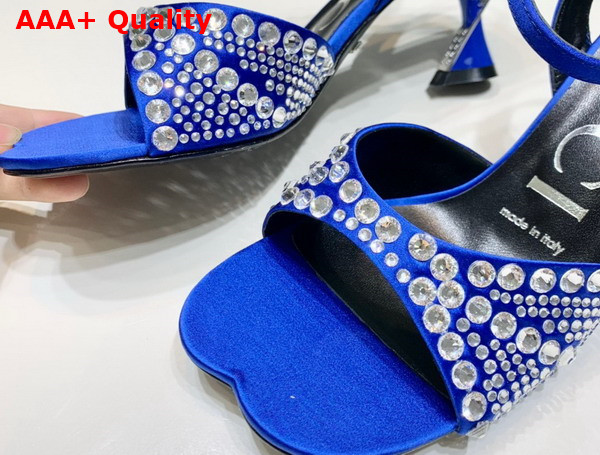 Gucci Womens Sandal with Crystals Blue Silk Satin with Crystals Replica