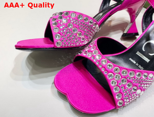 Gucci Womens Sandal with Crystals Fuchsia Silk Satin with Crystals Replica