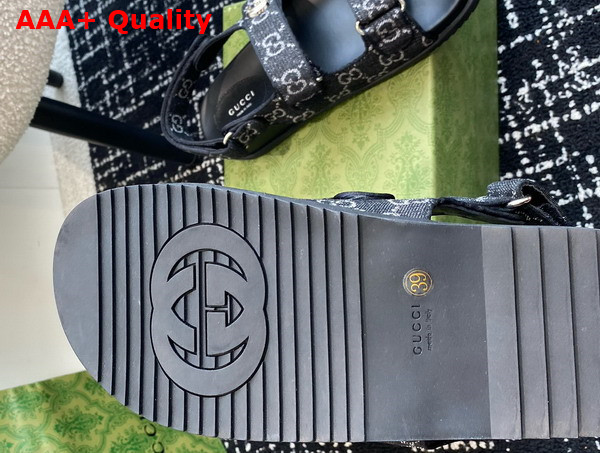 Gucci Womens Sandal with Double G Black and Grey GG Denim 771575 Replica