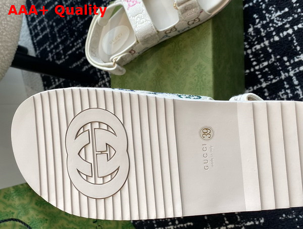 Gucci Womens Sandal with Double G Ivory GG Crystal Canvas 771749 Replica