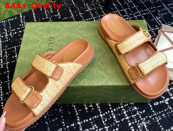 Gucci Womens Sandal with Double G Natural Raffia Effect Viscose 780061 Replica