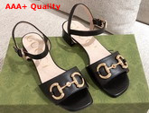 Gucci Womens Sandal with Horsebit Black Leather 655413 Replica