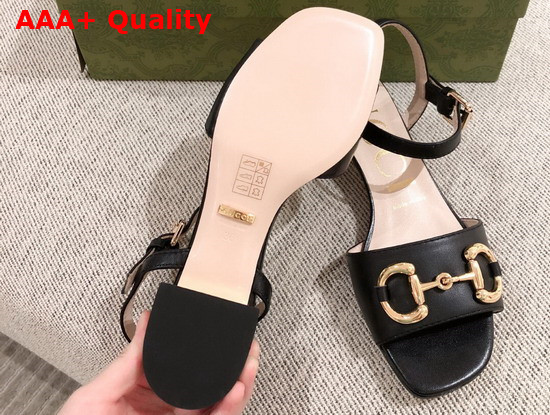 Gucci Womens Sandal with Horsebit Black Leather 655413 Replica