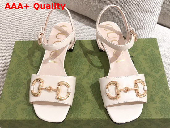 Gucci Womens Sandal with Horsebit White Leather 655413 Replica