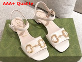 Gucci Womens Sandal with Horsebit White Leather 655413 Replica