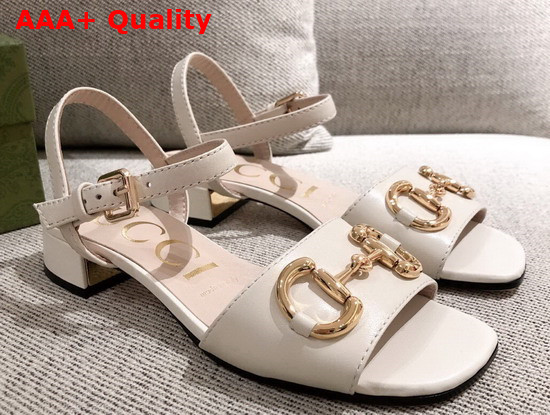 Gucci Womens Sandal with Horsebit White Leather 655413 Replica