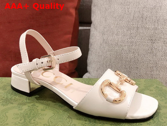 Gucci Womens Sandal with Horsebit White Leather 655413 Replica