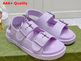 Gucci Womens Sandal with Mini Double G Lilac Rubber 660243 Replica