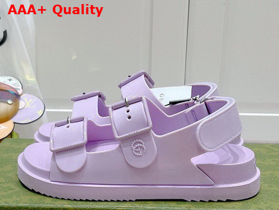 Gucci Womens Sandal with Mini Double G Lilac Rubber 660243 Replica