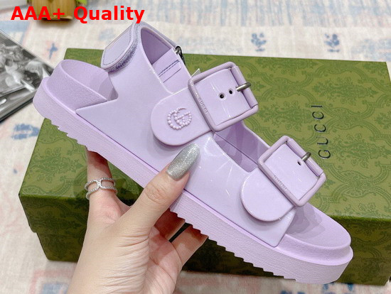 Gucci Womens Sandal with Mini Double G Lilac Rubber 660243 Replica