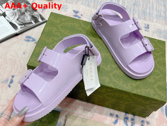 Gucci Womens Sandal with Mini Double G Lilac Rubber 660243 Replica