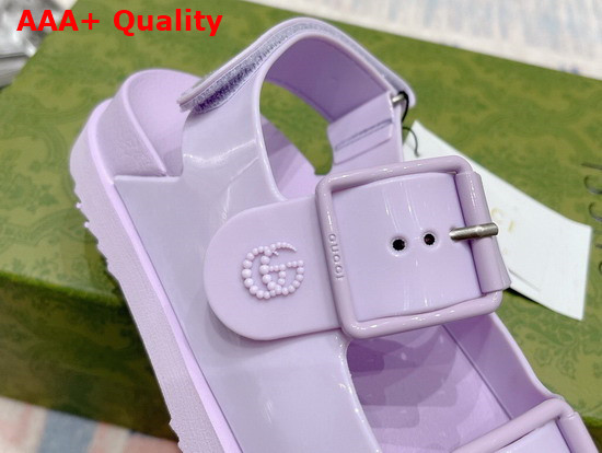 Gucci Womens Sandal with Mini Double G Lilac Rubber 660243 Replica