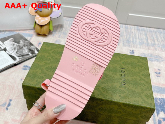 Gucci Womens Sandal with Mini Double G Pastel Pink Rubber 660243 Replica