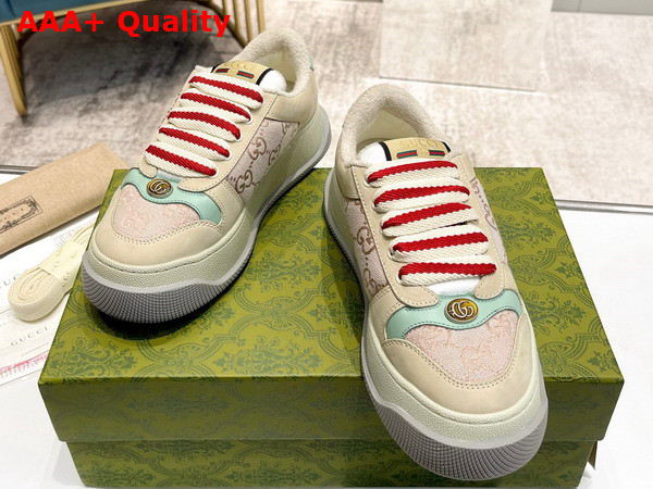 Gucci Womens Screener Sneaker in Pink GG Canvas 750633 Replica