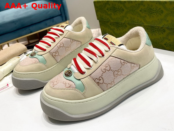 Gucci Womens Screener Sneaker in Pink GG Canvas 750633 Replica