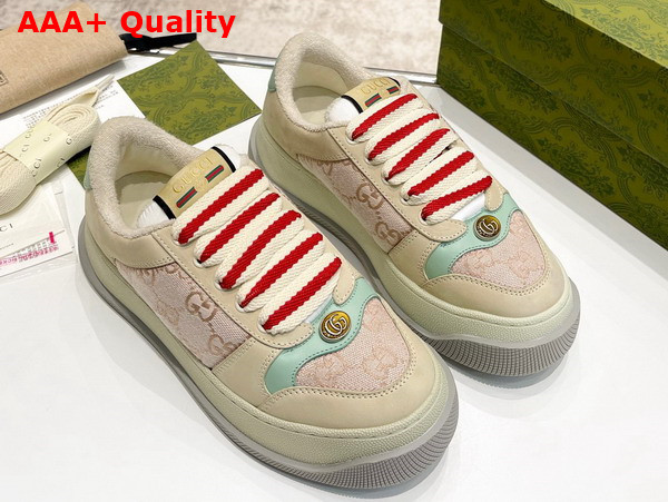 Gucci Womens Screener Sneaker in Pink GG Canvas 750633 Replica