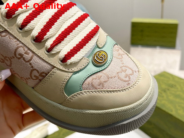 Gucci Womens Screener Sneaker in Pink GG Canvas 750633 Replica