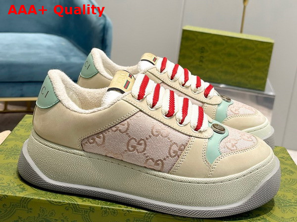 Gucci Womens Screener Sneaker in Pink GG Canvas 750633 Replica