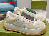 Gucci Womens Screener Sneaker in White GG Lame Canvas 750633 Replica