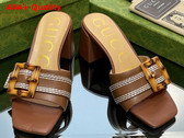 Gucci Womens Slide Sandal with Bamboo Buckle Brown Leather Replica