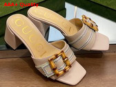 Gucci Womens Slide Sandal with Bamboo Buckle Nude Leather Replica